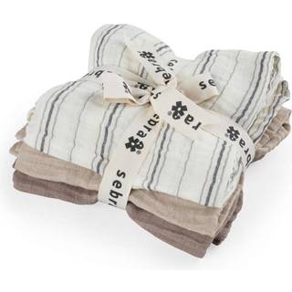 Sebra Stofbleer - 3 stk. - Cream Stripe - Beige