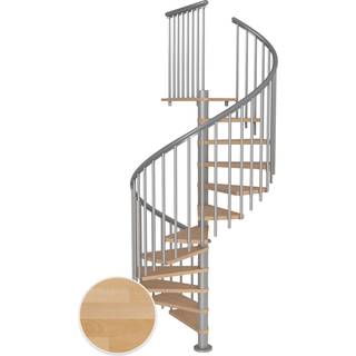 DOLLE Montreal CLASSIC 4 spindeltrappe, Ø160 cm, pearl grey/olieret bøg - 14 trin