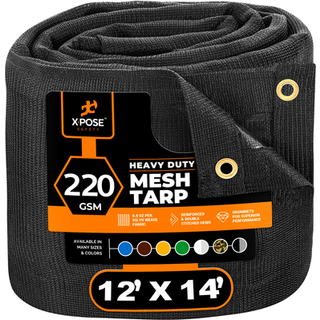 Xpose Safety Heavy Duty Mesh Tarp - 12x 14Multipurpose Black Protective Cover med luftstrøm - Brug til bånd nedskyggehegn baldakin