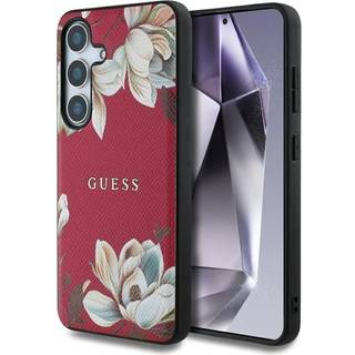 Guess Grained Flower MagSafe cover Samsung Galaxy S25 - Fuchsia