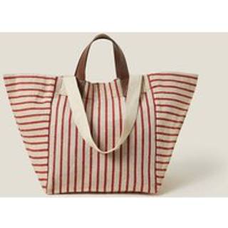 Accessorize Accessorize Red Large Stripe Canvas 100% Cotton Tote Bag