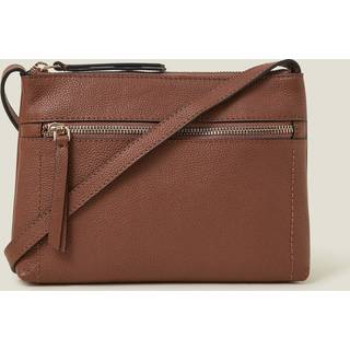 Accessorize Accessorize Brown Zip Detail Leather Cross-Body Bag
