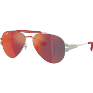 Ray - Ban Unisex RB3762M F1256P Solbriller Metal Sølv Grå Pantos Spejlet