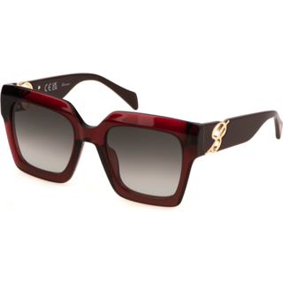 Blumarine Kvinde SBM839 954 Solbriller Acetat Bordeaux Grøn Firkantet Normal Skygge