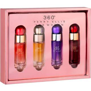 Perry Ellis 360 Women Mini Gift Set - 4 -Pack .25 Fl Oz EDP Travel Spray (360 Women 360 Coral 360 Purple 360 ??Red)