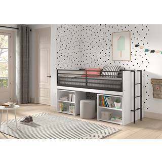 Halvhøj seng med reol, Sam sæt 90 x 200 cm – hvid