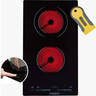 Arebos® glaskeramisk kogeplade 2 kogezoner 30cm,autark,med Senortouch,automatisk slukning