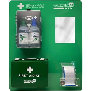 Førstehjælpstavle med indhold til ophæng