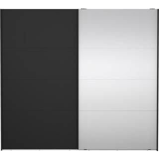 Catania Garderobeskab 1 skydelåge + 1 Skydelåge med spejl 245 x 220 cm - Matt Black Spejl