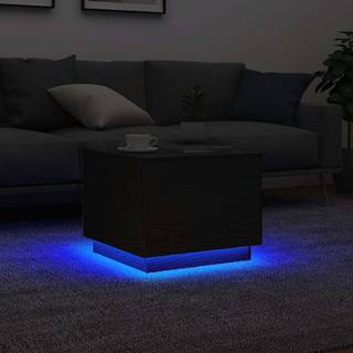 sofabord med LED-lys 50x50x40 cm sort egetræsfarve