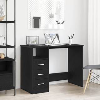 skrivebord m. skuffer 102x50x76 cm konstrueret træ sort egetræ