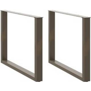 spisebordsben U-formet 2 stk. naturstål 100x(72-73) cm stål