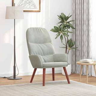 Lænestol Fløjl - Lysegrå / Uden fodskammel