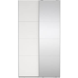 Catania Garderobeskab 1 skydelåge +1 Skydelåge med spejl 120 x 220 cm - Hvid Spejl