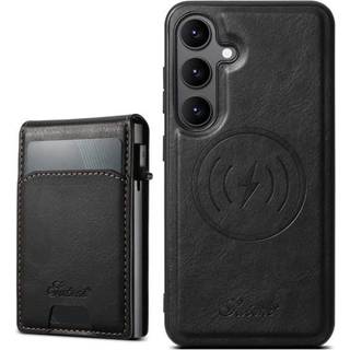 Kunstlædertaske med magnet og kortholder til Samsung Galaxy S24 - Svart