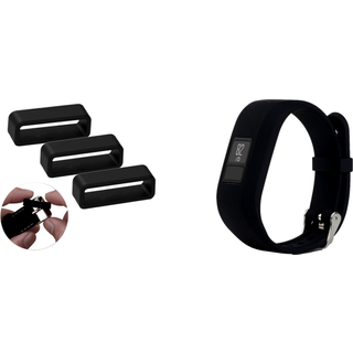 Garmin Vivofit 3/JR/JR 2 Gummistrop Sort - 16mm Urrem & Silicone Remholder, 3 Stk Pakke