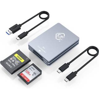 NÖRDIC Dual-Slot CFexpress Type A og SD-kortlæser, USB 3.2 Gen 2 10Gbps Windows/Mac/Linux/Android