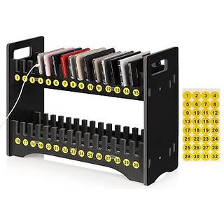 Ozzptuu Mobiltelefon Holder Klassevrelse Mobiltelefon Opbevaring 2-Tier Multi Mobiltelefon Stand Rack med 1-30 numre Stickers PVC Board Mobiltel