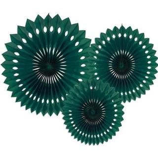 3 stk  Dekorative rosetter af silkepapir i mørkegrøn, 20-30 cm, genanvendelige