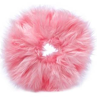 Hårelastik med pels - Faux Scrunchie, pink