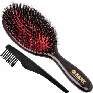 Kent CSMM Classic Shine Medium Oval Pushion Retning Brush - Natural Black Boar Bristle Hair Brush med Nylon Quills - Shine Hair Brush og Scalp Sc