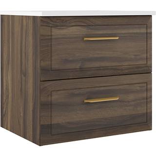 Tvättställsskåp Gold Tandem Walnut Matt 60 cm med Handfat Vit Blank