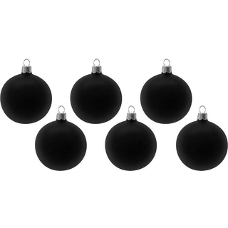 Christbaumkugeln Schwarz matt 6 Stück Echt Glas Weihnachtsbaumkugel