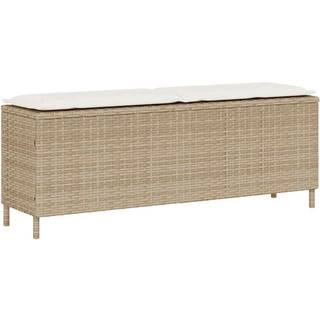 havebænk med hynde 110x30x40,5 cm polyrattan beige