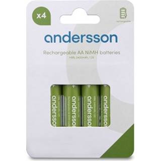 Andersson genopladeligt AA batteri, 4-pk
