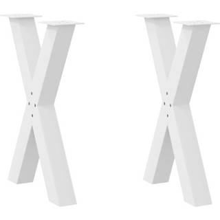 spisebordsben X-formet 2 stk. hvid 60 x (72-73) cm stål
