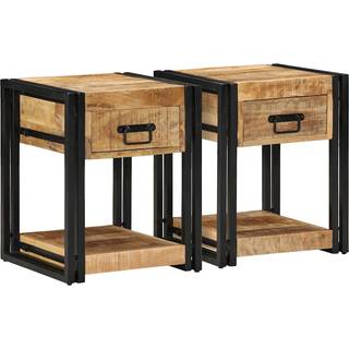sengeskabe 2 stk 40x40x50 cm massivt ru mangotræ
