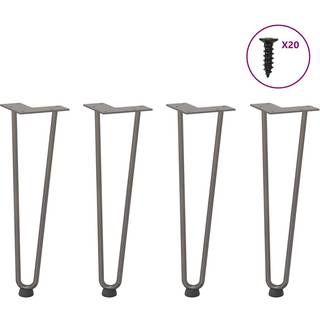 hårnåleben til sofabord 4 stk. naturstål 42 cm massivt stål