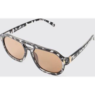 Mens Brown Marble Effect Retro Sunglasses