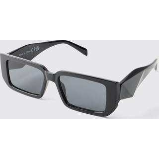 Mens Black Plastic Rectangular Sunglasses