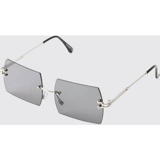 Mens Rimless Silver Rectangular Sunglasses