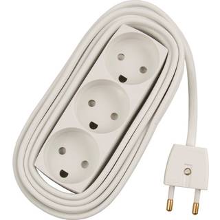 3-Stikdåse med 5,0 m ledning hvid - Elworks