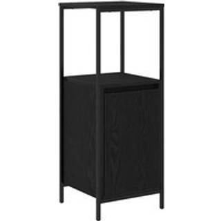 Badeværelsesskab Med Hylder 36X35X95 Cm Sort Egetræsfarve