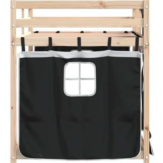 Køjeseng Med Gardiner Massivt Fyrretræ - Sort / 90 x 200 cm