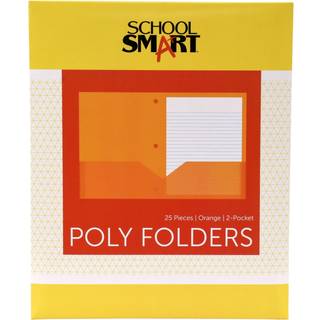 Skole smart tungv?gt to-lommer poly-mappe med tre-hullers punch orange pakke med 25