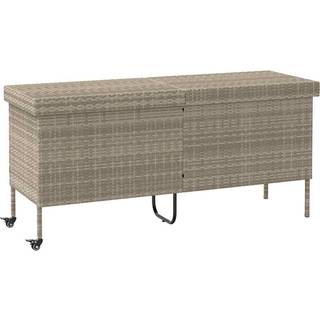 opbevaringsboks med hjul 160x55x75 cm polyrattan lysegrå