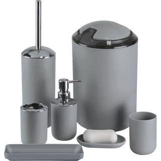 Imavo badev?relse tilbeh?r s?t 6-delt plastik gave s?t tandb?rsteholder tandb?rste s?be dispenser s?be sk?l toilet b?rste indehaver af skraldespa