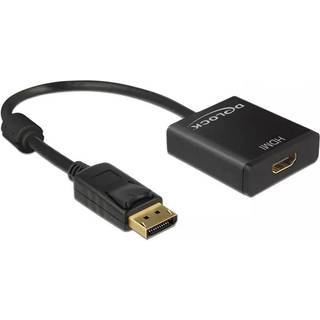 Delock Adapter DisplayPort han til HDMI hun 4K, Aktiv, 20cm - Sort