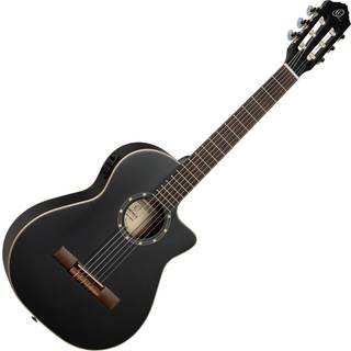Ortega RCE125SBK-3/4 3/4 Satin Black Klassisk guitar med forforstærker
