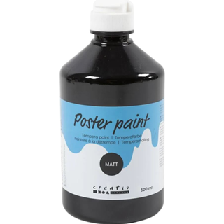 Temperamaling Mat Sort 500ml - Høj Kvalitet