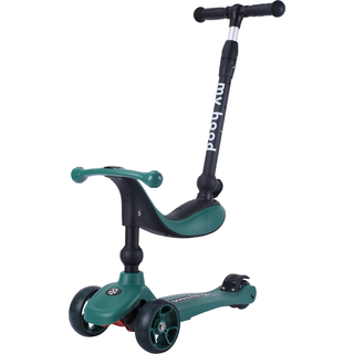 My Hood Kick&#39;n&#39;Ride løbehjul/løbecykel, 59 x 27 x 78,5 - 94 cm, mørkegrøn