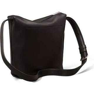 Leather Crossbody Tote Bag - Black - One Size
