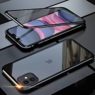Magnetisk etui til iPhone, dobbeltsidet hærdet glascover Sort iPhone 16 Pro