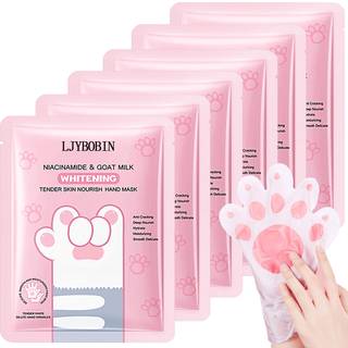 LJYBoBin 6 STK Hydraterende h?ndmaskegaves?t Intensiv s?de h?ndmasker til t?rre, revnede h?nder Blide, langtidsholdbare h?ndmasker Fugtgivende ha