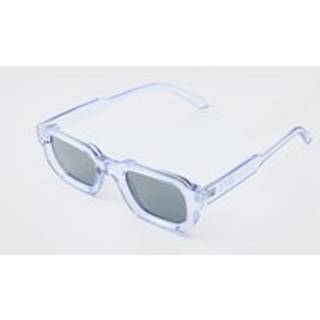 Mens Pale Blue Plastic Rectangular Sunglasses