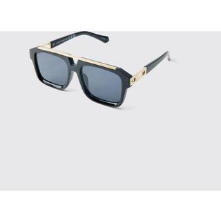 Mens Gold Detail Square Sunglasses